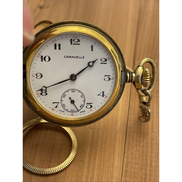 1960’s CARAVELLE Bulova Pocket Watch Hunter Case 17 Jewels 890 Swiss Made Works - Picture 11 of 16